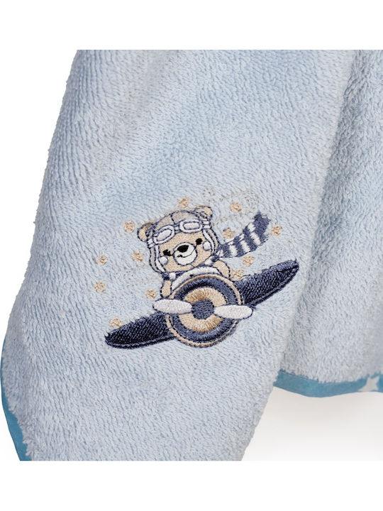 Dimcol Baby Bath Towel Hooded Aviator Sky Blue 75x85cm