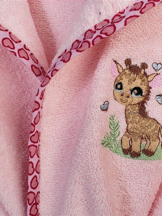 Dimcol Детски Халат Giraffe Розов с Качулка