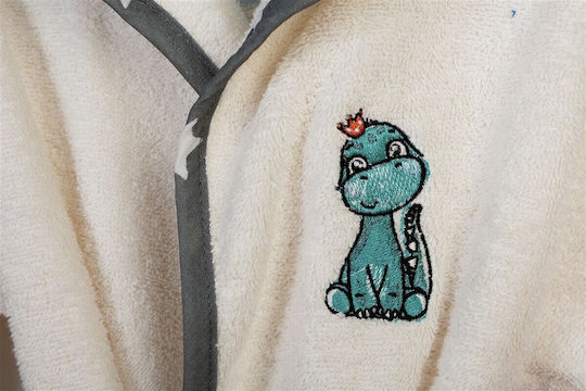 Dimcol Детски Халат Худи Dinosaur Ecru-Сив