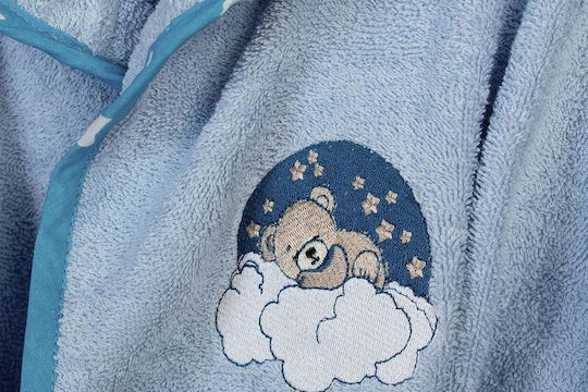 Dimcol Baby-Badetuch mit Kapuze Bear Himmelblau 75x85cm