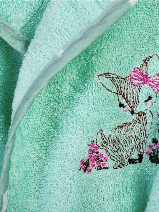 Dimcol Kids Bathrobe Deer Green with Hood