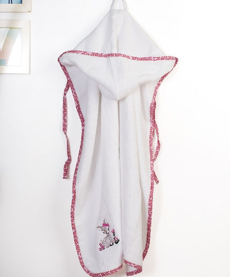 Dimcol Baby-Badetuch mit Kapuze Giraffe Weiß-Pink 75x85cm