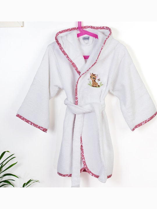 Dimcol Kids Bathrobe Giraffe White with Hood