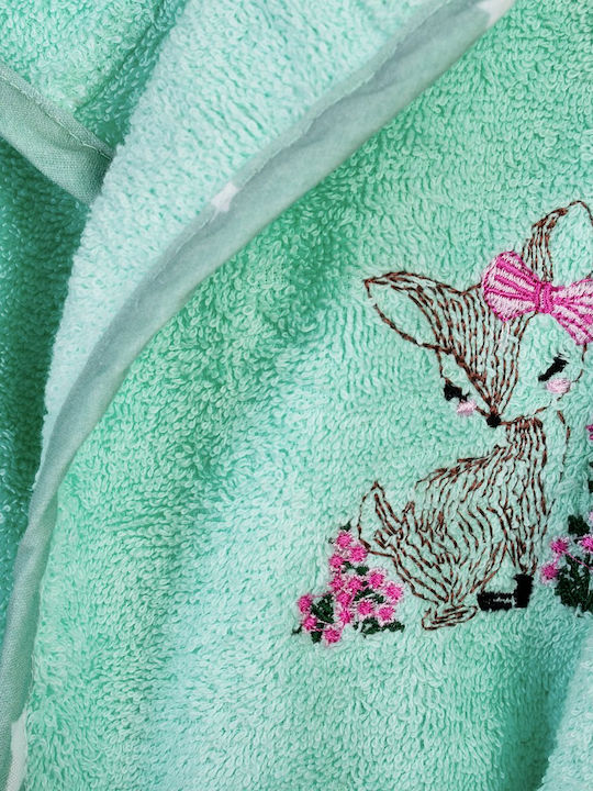 Dimcol Kids Bathrobe Deer Green with Hood