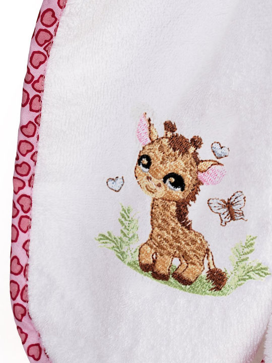 Dimcol Βρεφική Κάπα-Μπουρνούζι με Κουκούλα Giraffe White-pink 75x85εκ.