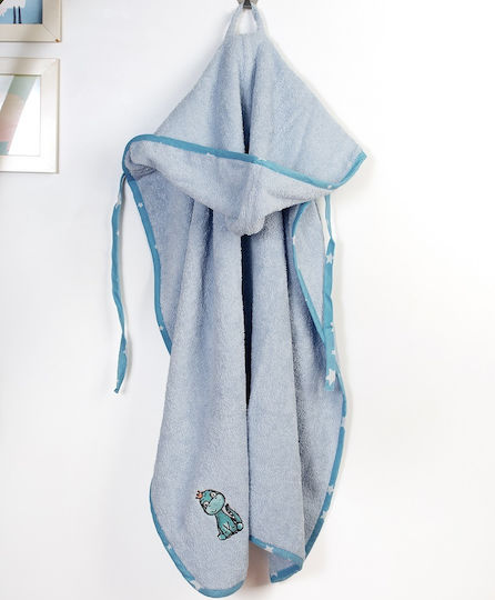 Dimcol Baby-Badetuch mit Kapuze Dinosaur Himmelblau 75x85cm