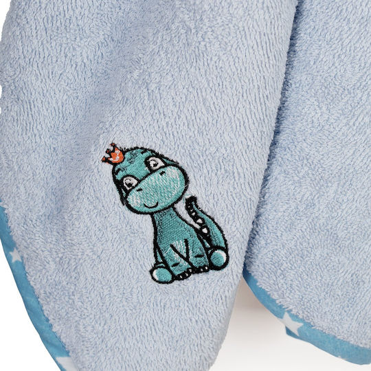 Dimcol Baby-Badetuch mit Kapuze Dinosaur Himmelblau 75x85cm