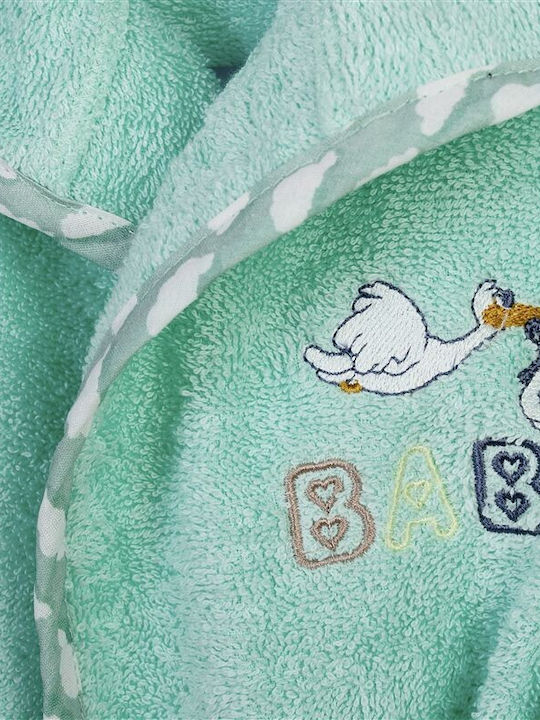 Dimcol Kids Bathrobe Stork Green Hooded