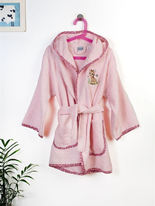Dimcol Dimcol Baby Bademantel mit Kapuzen Giraffe Rosa