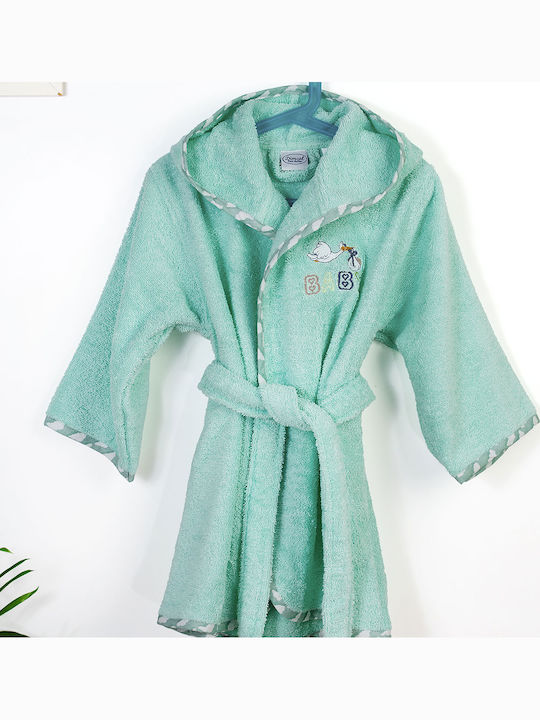 Dimcol Kids Bathrobe Stork Green Hooded