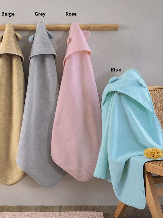 Palamaiki Baby Bath Towel Bathrobe Hooded Robin Beige 75x75cm