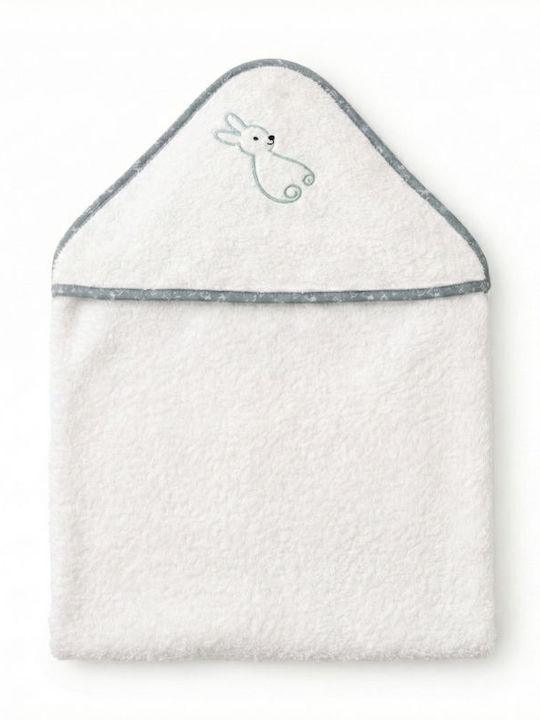Baby Star Baby Hooded Towel White 95x95cm