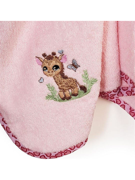Dimcol Baby Hooded Towel Giraffe Pink 75x85cm