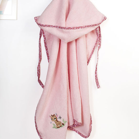 Dimcol Baby Hooded Towel Giraffe Pink 75x85cm