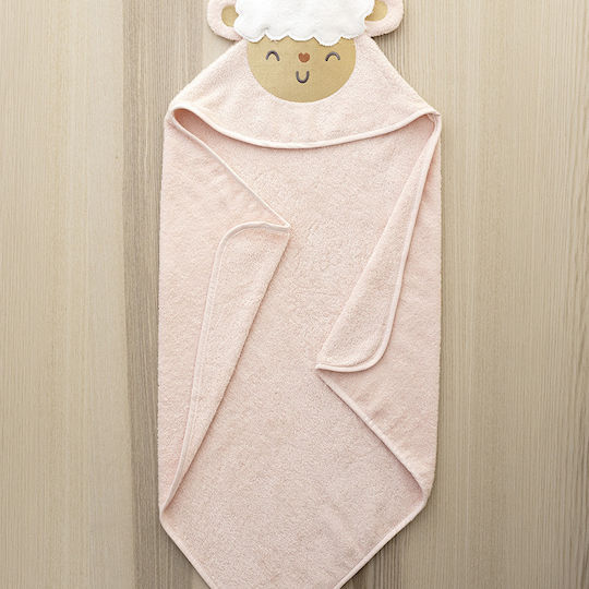 Nima Бебешка Капа-Халат с Качулка Little Sheep Розова 75x75см
