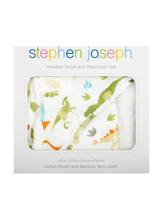 Stephen Joseph Hooded Baby Bath Towel Dino Multicolour