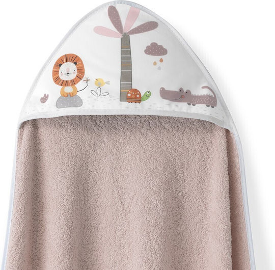 Interbaby Детска Шапка-Худи Халат Тъмно Розов 100x100см
