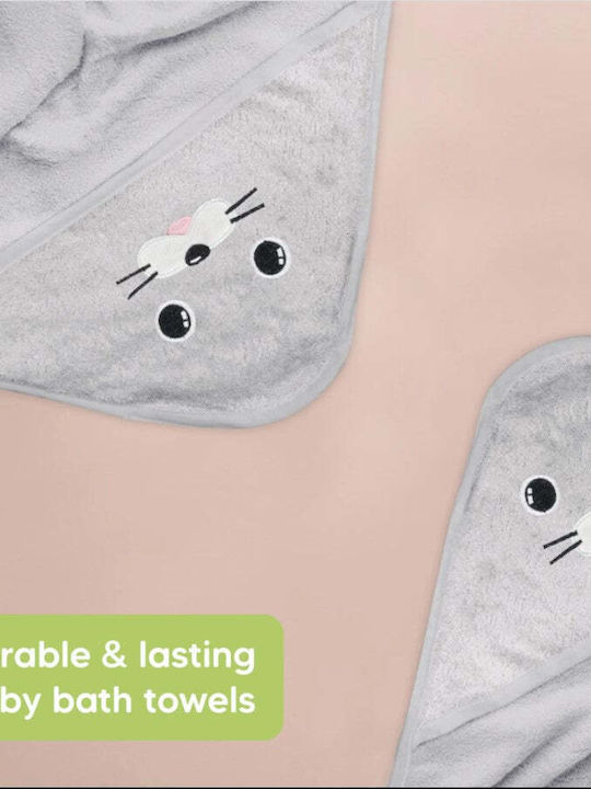 Kea Babies Hooded Baby Bath Towel Gray