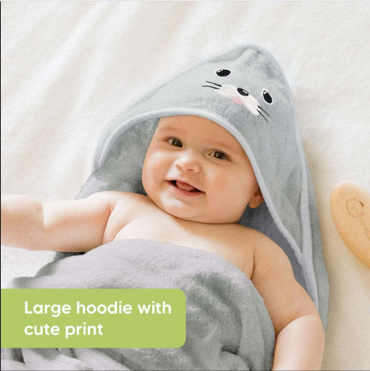 Kea Babies Hooded Baby Bath Towel Gray