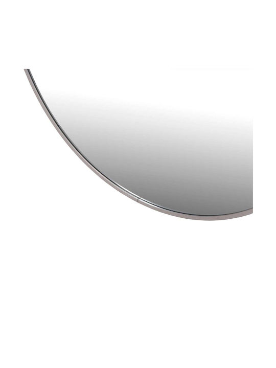 Freebox Wall Mirror with Silver Metallic Frame Diameter 80cm 1pcs