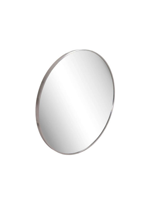 Freebox Wall Mirror with Silver Metallic Frame Diameter 80cm 1pcs