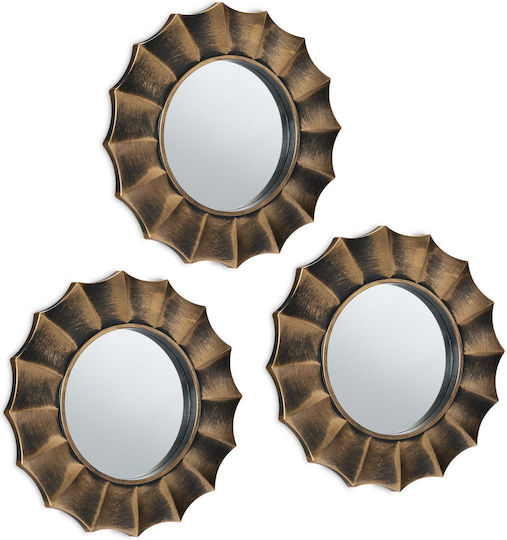 Relaxdays 10043199 Wandspiegel Gold Durchmesser 25cm 3 Stück Relaxdays 10043199 Wandspiegel Gold Durchmesser 25cm 3 Stück