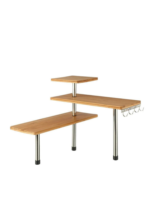 Bakaji Επιτραπέζια Βάση Bamboo 43.5x18x38εκ. 3τμχ Ασημί