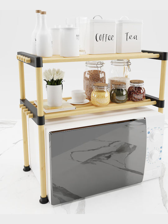 Seowood Suport Pentru Cuptor Cu Microunde Din Lemn 56x28x51cm Galben
