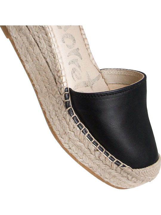 Sommer Damenplattformen in Stil Espadrilles Schwarz