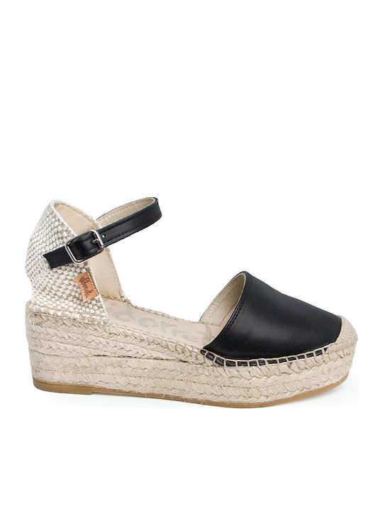Sommer Damenplattformen in Stil Espadrilles Schwarz