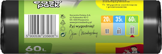 Jan Niezbędny Săculeți de Gunoi Capacitate 60lt 26buc Negre