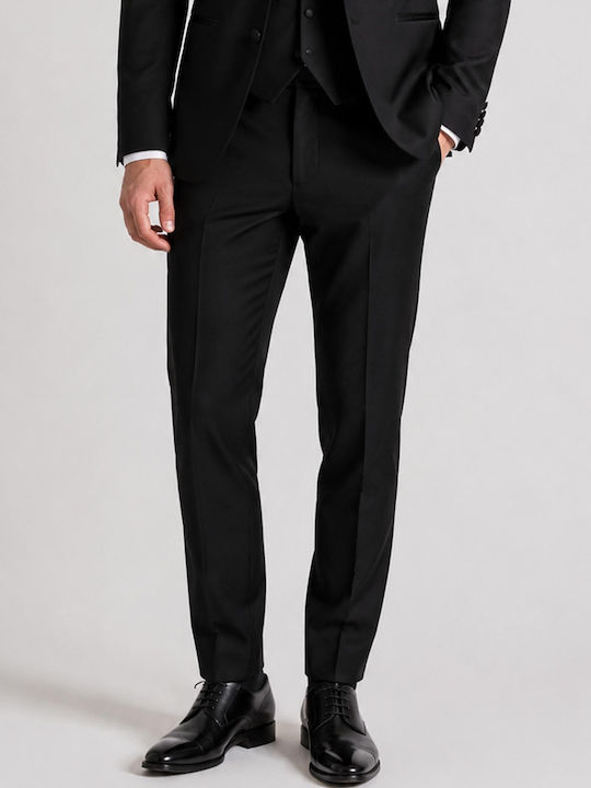 Winter Men's Groom's Suit with Vest Slim Fit Black