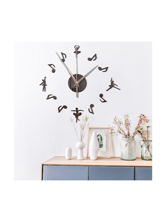 Diy Notes Wall Clock Sticker Mirror Black 42x40cm