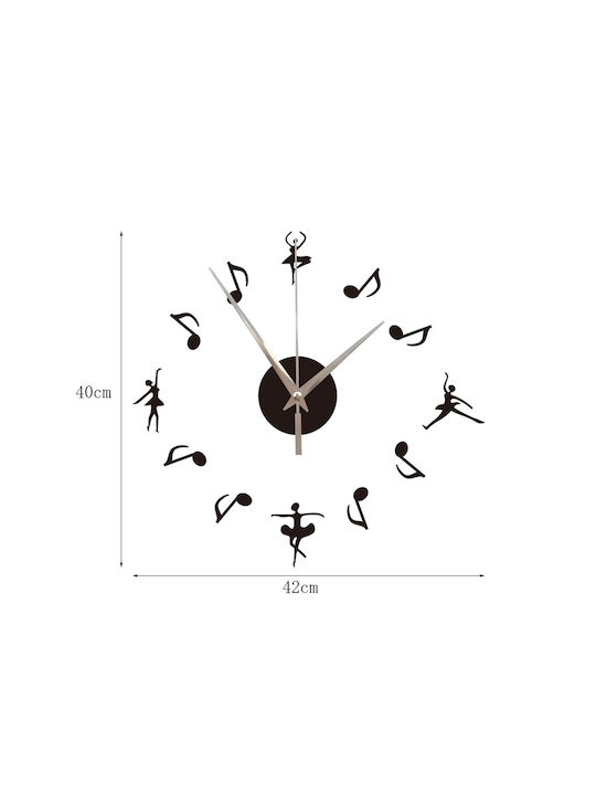 Diy Notes Wall Clock Sticker Mirror Black 42x40cm