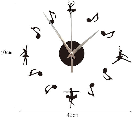 Diy Noten Wanduhr Aufkleber Spiegel Schwarz 42x40cm
