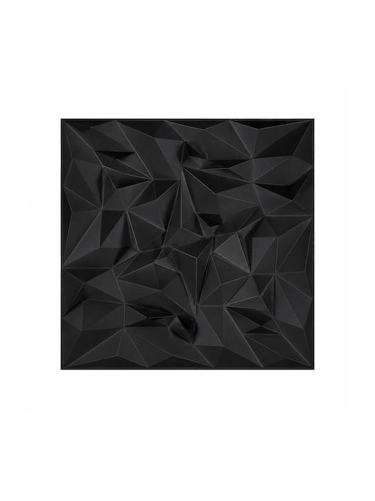 3D Релефен Декоративен Стенен Панел PVC 50cm x 50cm Diamond Черен 1 Бр D101b