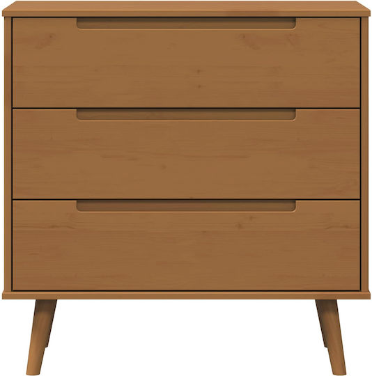 Comodă Dormitor Din Lemn Masiv Caramel 80x40x80cm