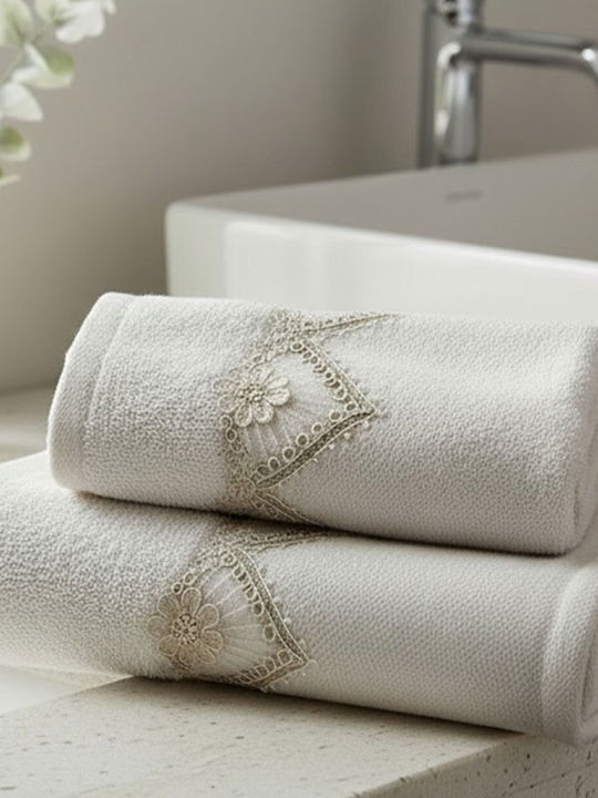 Palamaiki Комплект Хавлиени Кърпи 3 Бр Pente Cream Тегло 450гр/м²