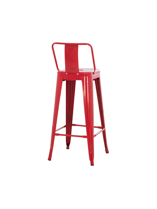 Hocker Bar mit Rückenlehne Metall Red 42x42x100cm