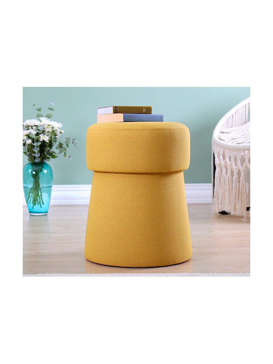 Stool For Living Room Upholstered with Fabric Beans Mustard