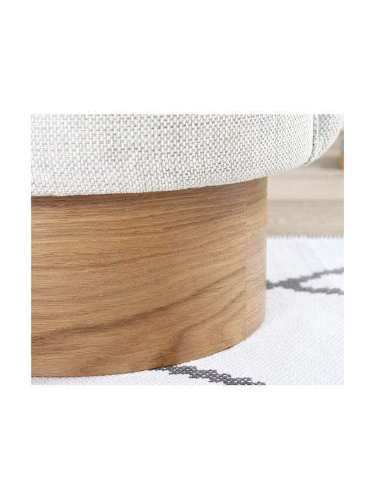 Stool For Living Room Upholstered with Fabric Barren Light Grey-natural 47x47x66cm