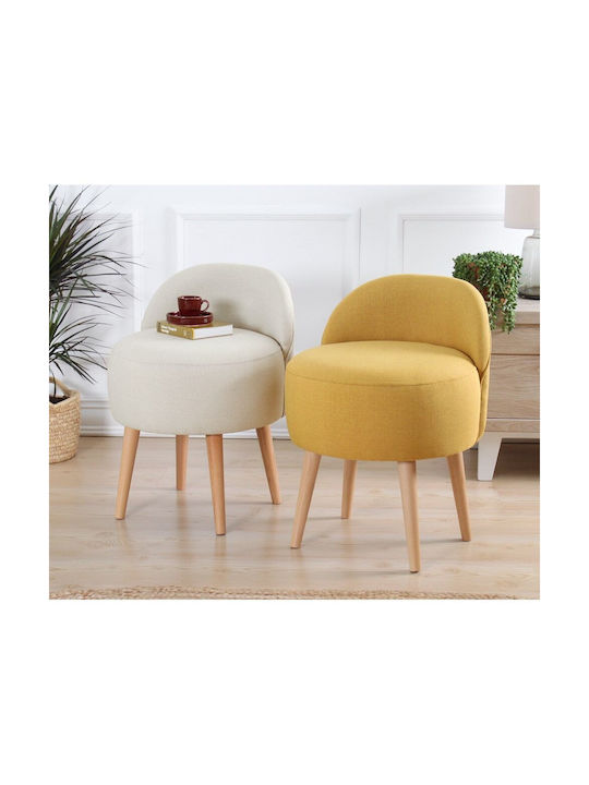 Stool For Living Room Upholstered with Fabric Corvile Cream-natural 46x46x64cm