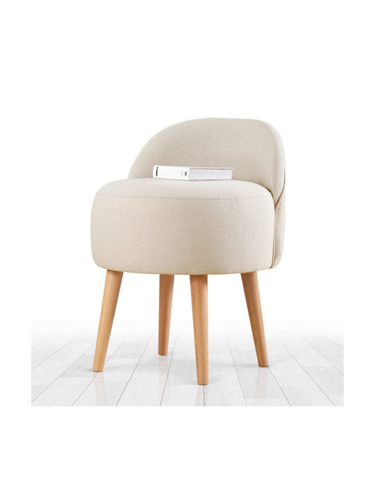 Stool For Living Room Upholstered with Fabric Corvile Cream-natural 46x46x64cm
