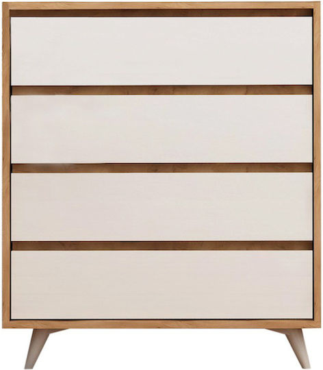 Wooden Bedroom Chest of Drawers with 4 Drawers White 70x40x86cm