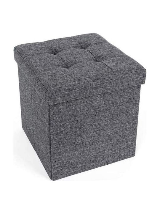 Stool For Living Room With Storage Space Upholstered with Fabric Gray 38x38x38cm