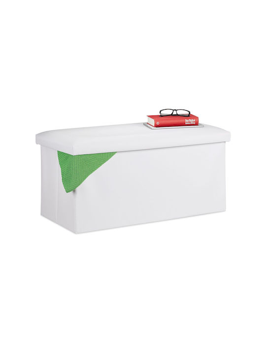 Scaune Camera de zi Cu spațiu de depozitare Tapițat cu Piele Ecologică Alb 37.5x76.5x38.5buc