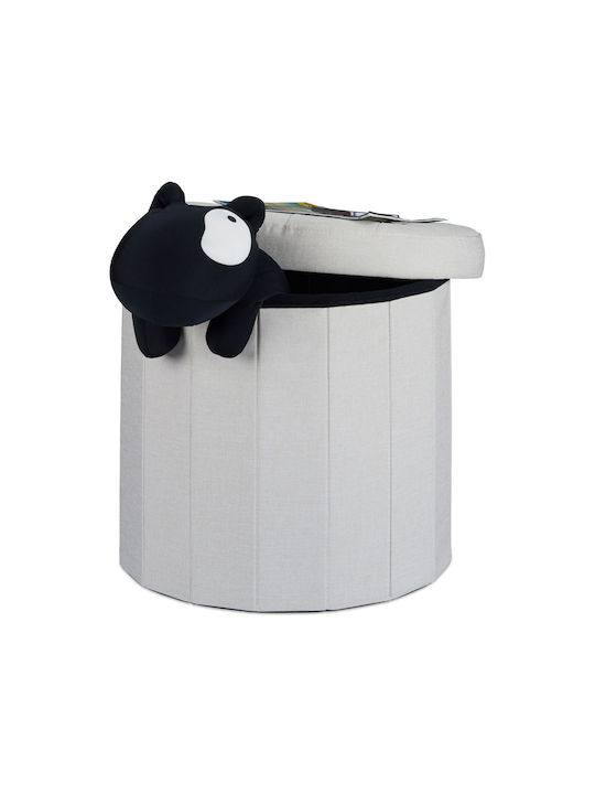 Taburet Camera De Zi Pliabil Cu Spațiu De Depozitare Tapițat Cu Țesătură Crem 43x45x45cm