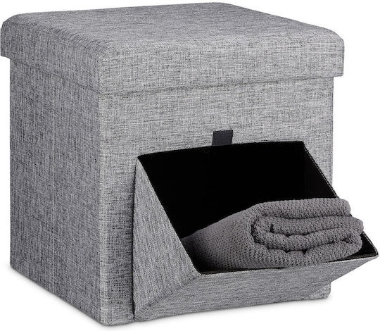 Taburet Camera De Zi Pliabil Cu Spațiu De Depozitare Gri 38x38x38cm