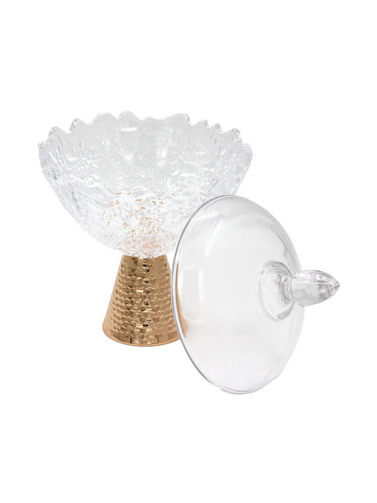 Keskor Glass Sweet Jar with Lid 18x18x28cm Gold