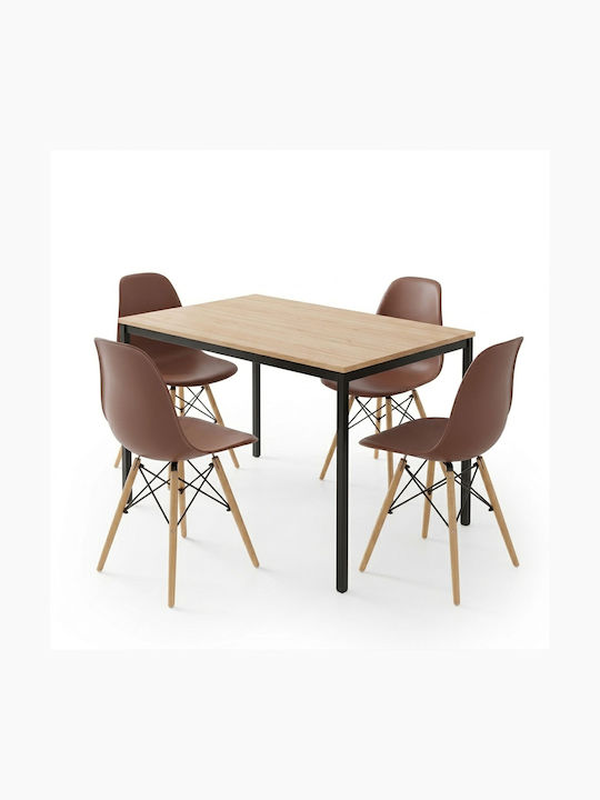 Julita Esszimmermöbel-Set mit 4 Stücken 120x75cm